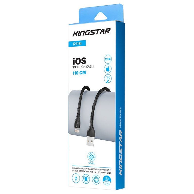 کابل آیفونی فست شارژ KingStar K118i 1.1m